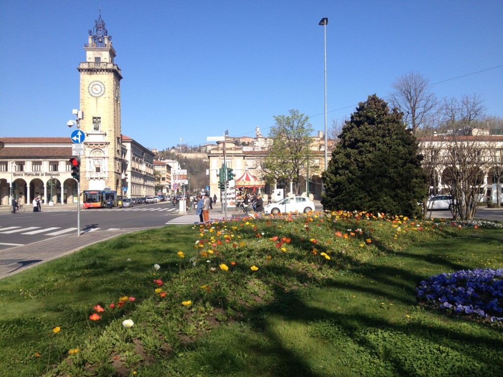 Bergamo napsütésben, tavasszal