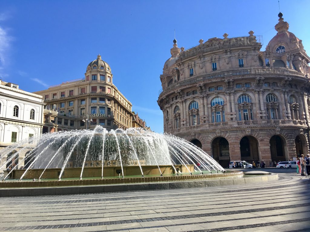 A Piazza del Ferrari Genovában - szökőkút